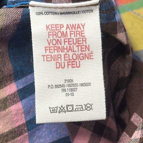 Mini Boden Striped Plaid Button Down Boys Short Sleeve size 3-4Y Brown Blue set - Picture 5 of 7